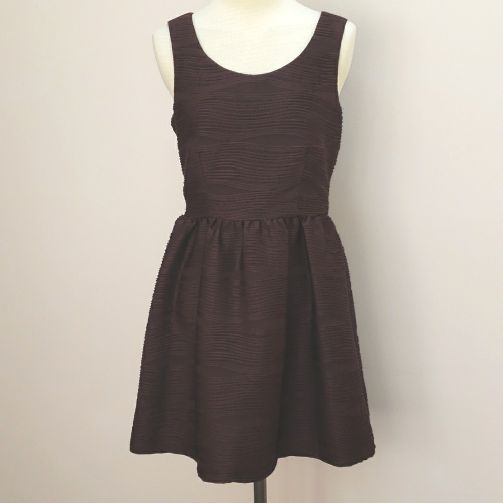 NWT Rewind Dark Purple Textured Sleeveless Mini Dress, Size Medium